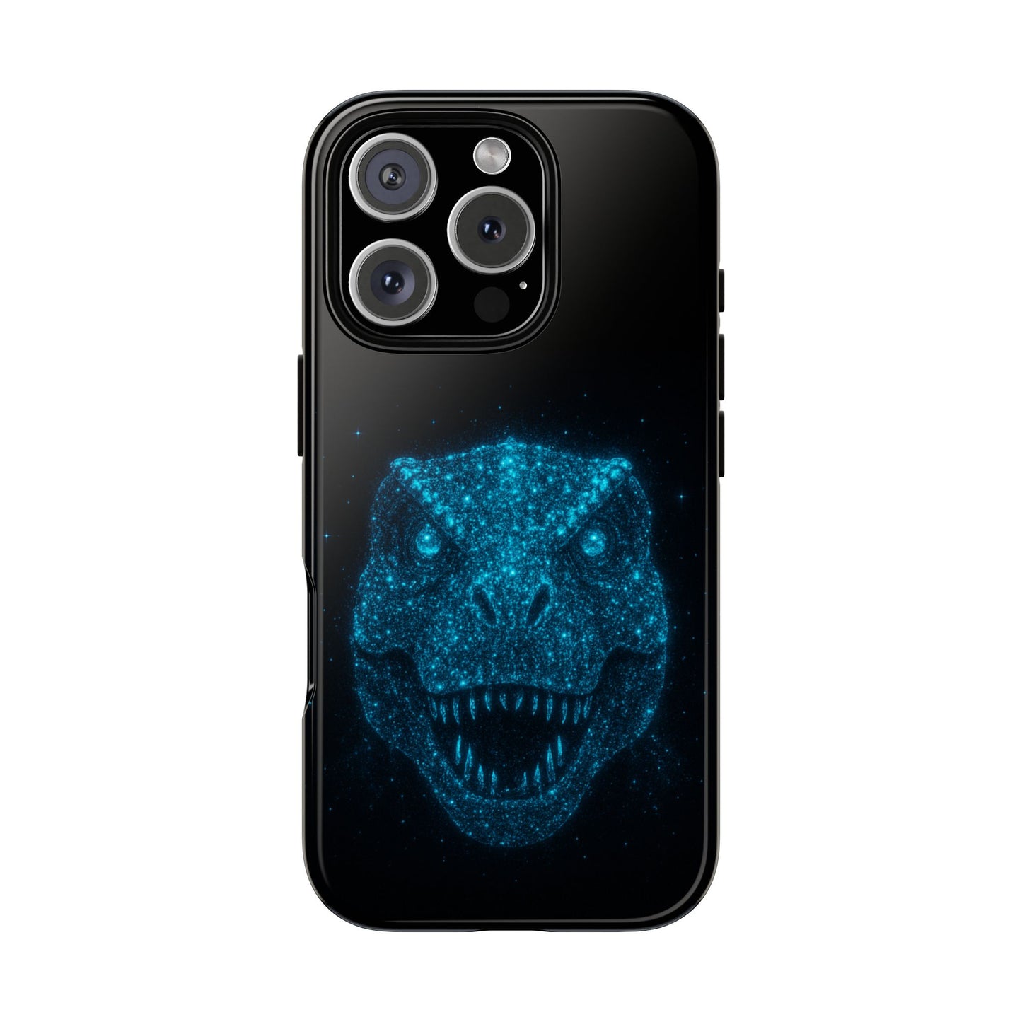 Bioluminescent Particle T-Rex iPhone Case - Galaxy-Style Cosmic Dino on Tough Dual-Layer Cover, Gift for Dino & Space Fans