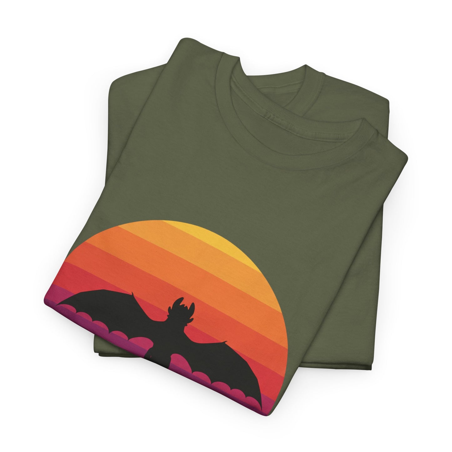 Night Dragon Sunset T-Shirt | Retro Dragon Silhouette Tee | Fantasy Dragon Shirt | Unisex Graphic Tee | Gift for Dragon Lovers