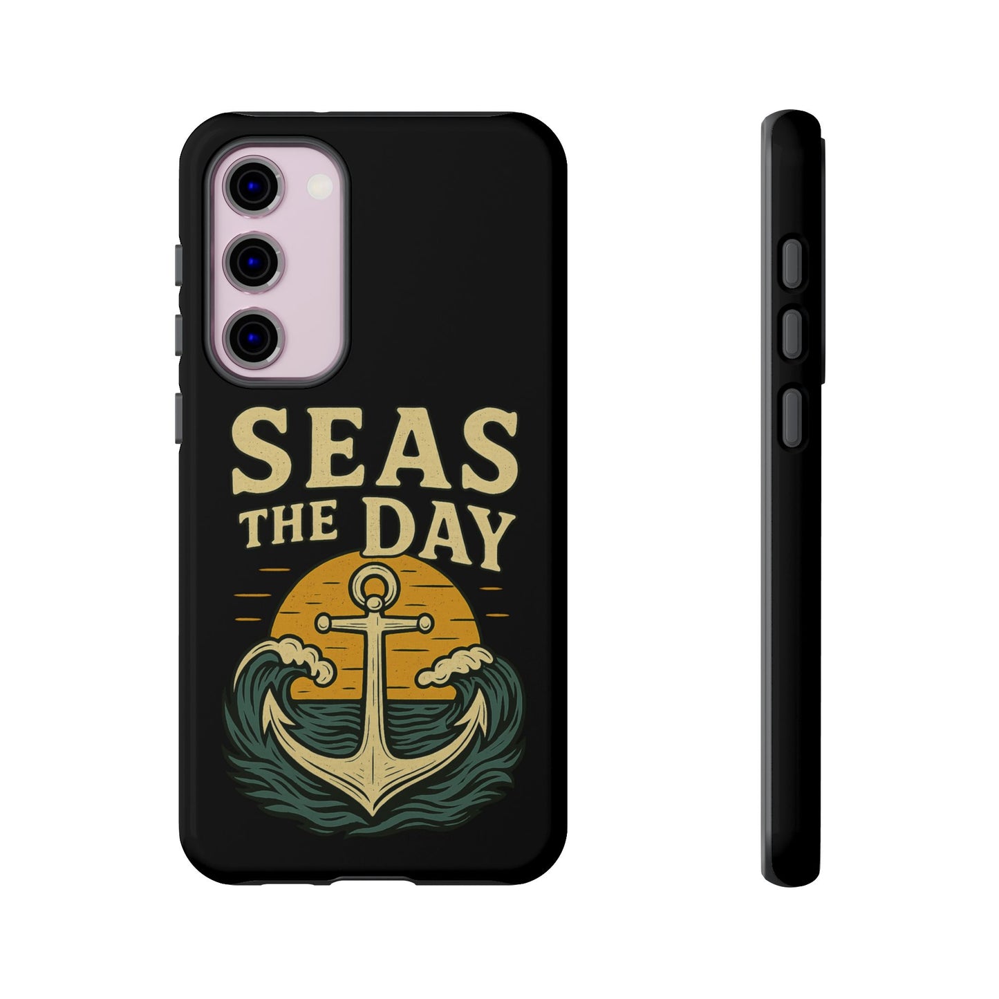 Seas the Day Samsung Case – Nautical Phone Case – Anchor Pun Gift – Ocean Lover Accessory – Motivational Phone Cover – Beach Vibes Case