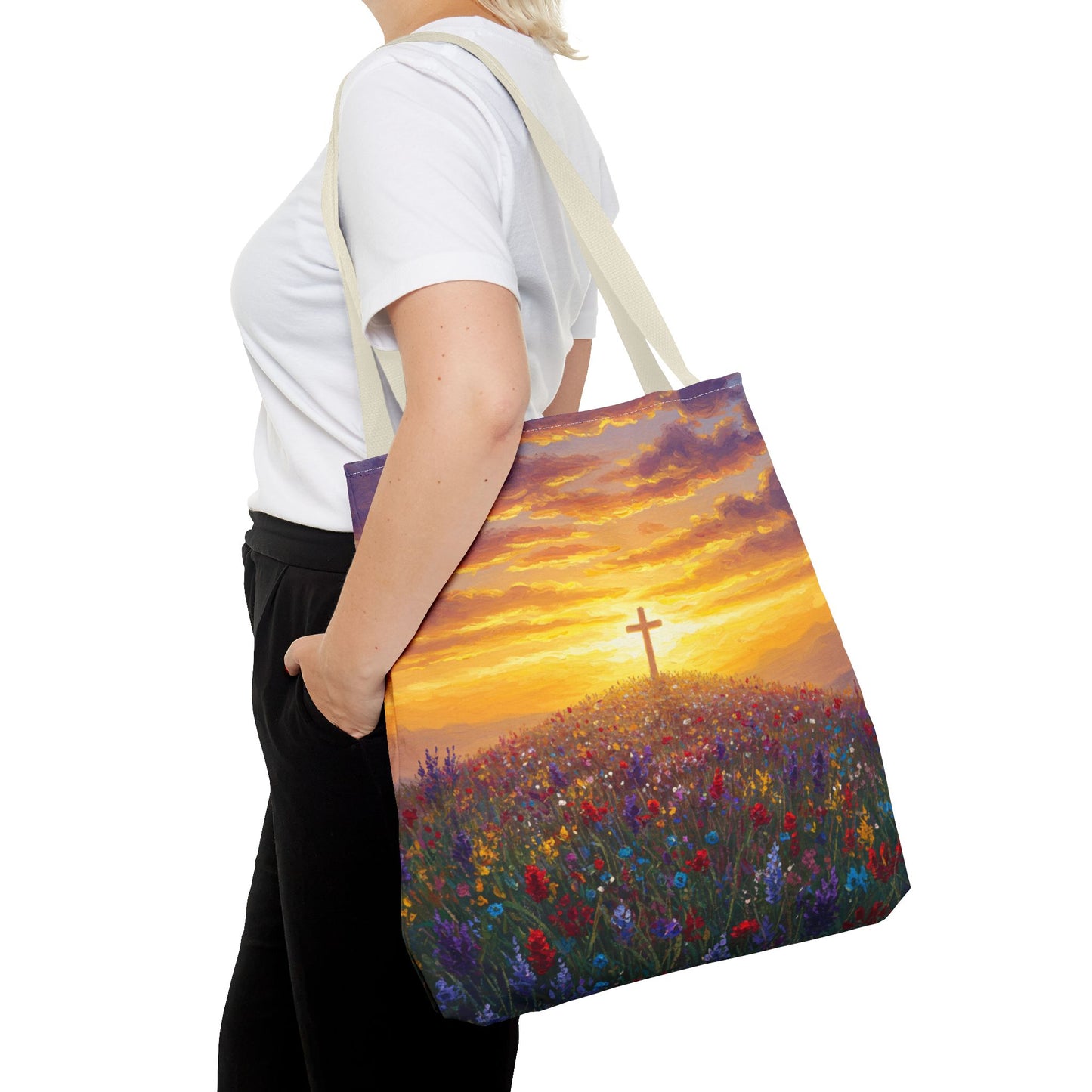 Cross Painted Tote Bag Christian Bag Inspirational Tote Spiritual Bag Religious Tote Bag