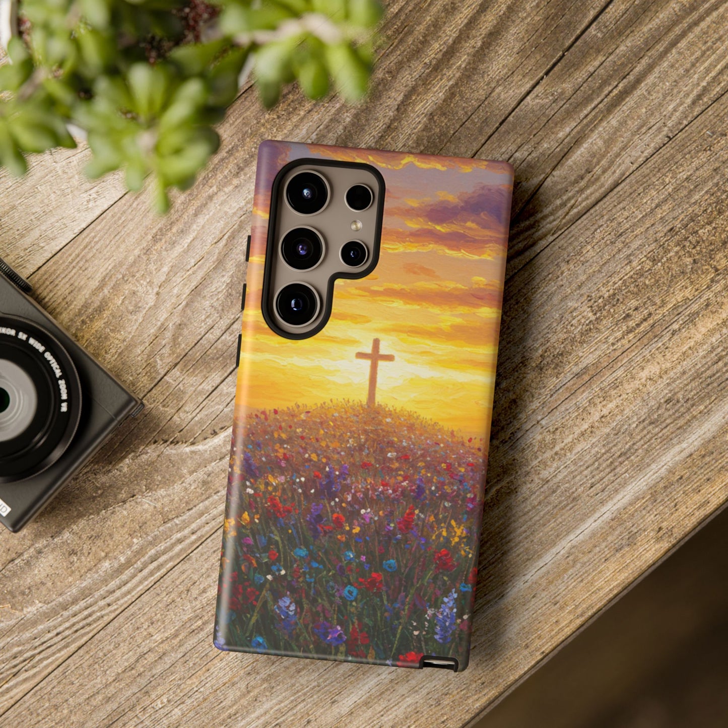 Samsung Phone Case - Monet Style Cross Christian Phone Case Spiritual Case Inspirational Samsung Case