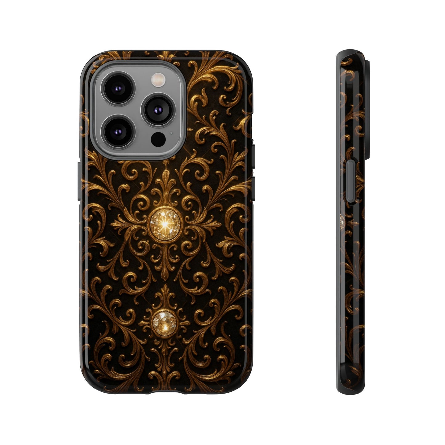 Baroque iPhone Case β Elegant Gold Floral Scroll Design for iPhone 16, 15, 14, 13, Pro Max & More