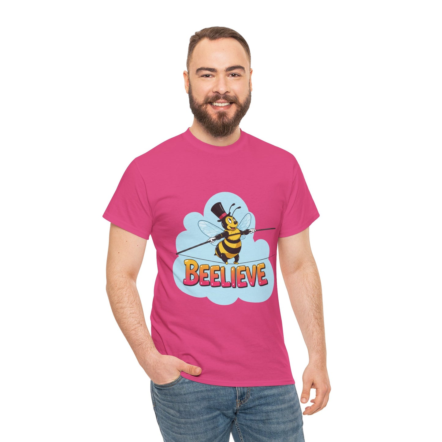 “Beelieve” Bee Pun T‑Shirt | Cute Bee Graphic Tee | Inspirational Pun Shirt | Funny Nature Lover Gift | Bee Belief Positive Vibes Tee