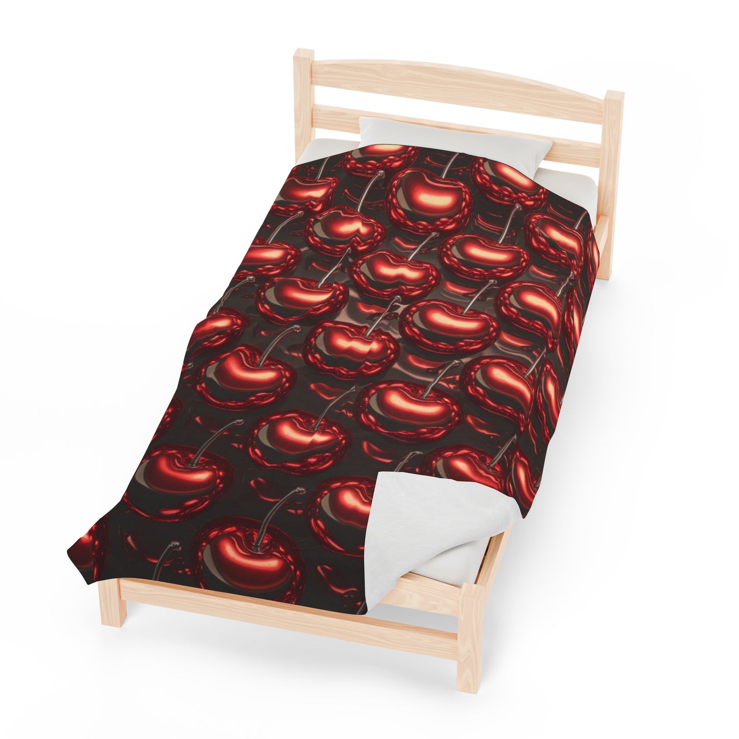 Plush Blanket with Shiny Cherry Design