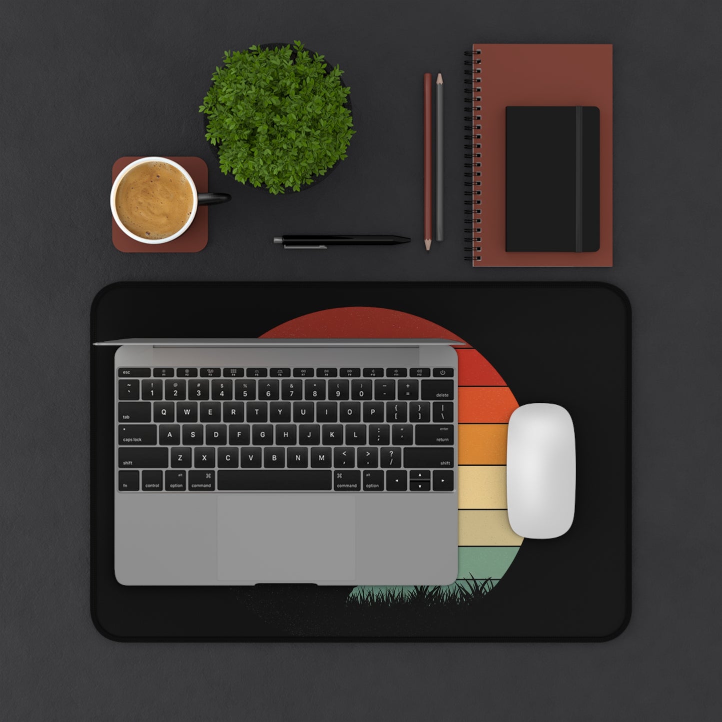 Retro T-Rex Sunset Desk Mat XL | Dinosaur Gaming and Office Mouse Pad - Non‑Slip Rug for Home, Kids, Paleontology Gift