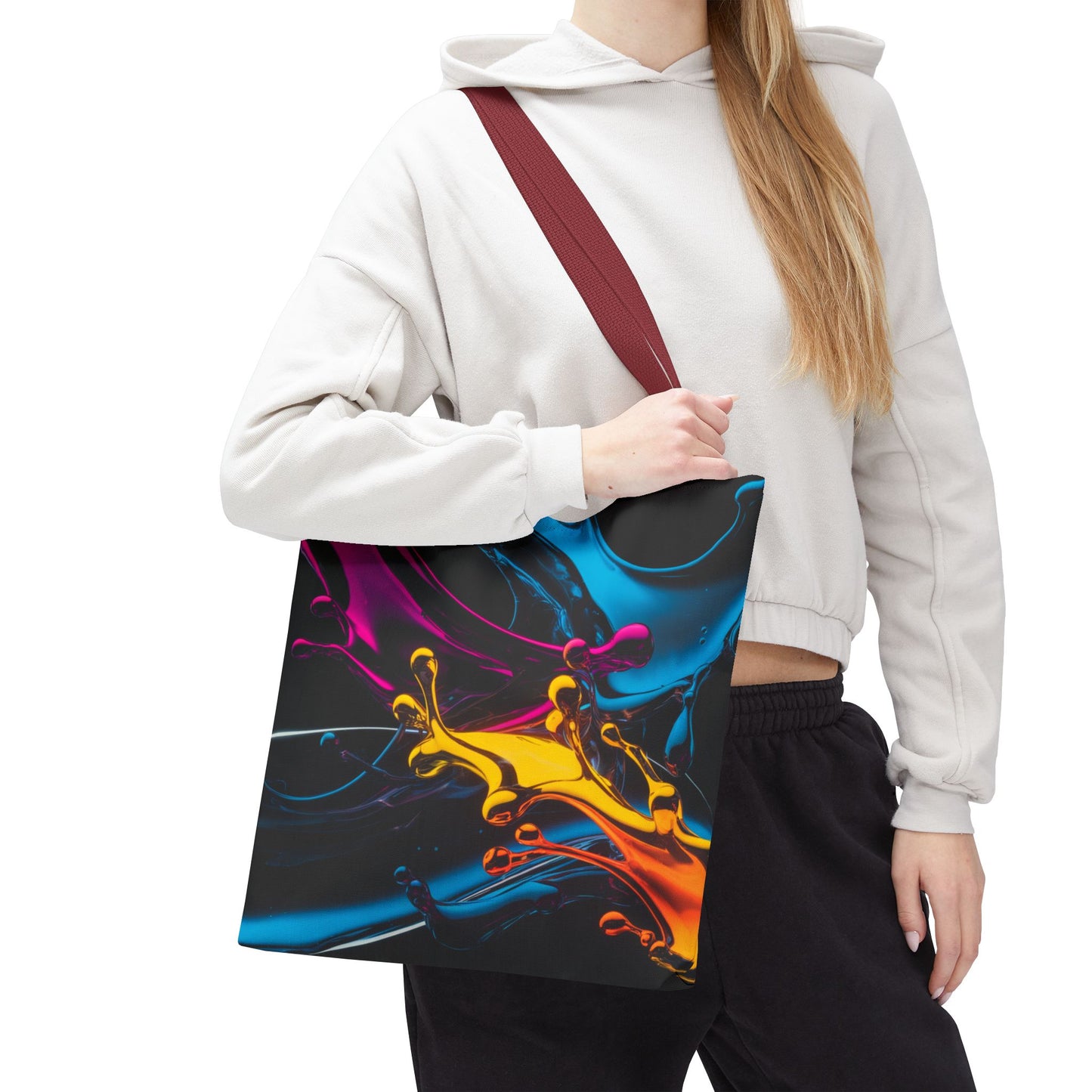 Abstract Neon Splash Tote Bag, Vibrant Colorful Art Bag, Reusable Shopping Bag, Modern Everyday Carryall, Bright Aesthetic Gift For Her