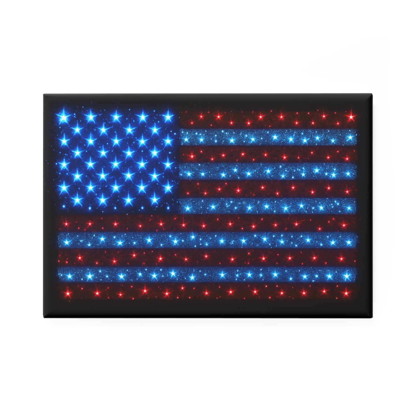 Bioluminescent USA Flag Fridge Magnet - Patriotic Red White Blue Kitchen Décor, 4th of July Veteran Gift, American Pride Home Accent