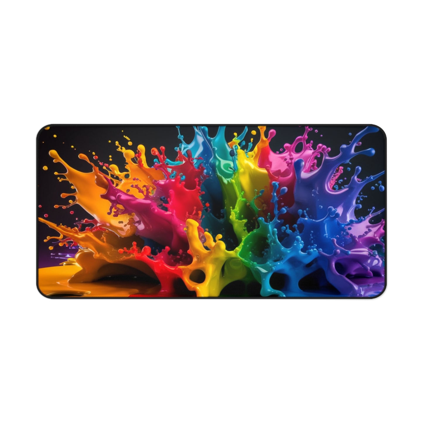 Color Splash Desk Mat – Vibrant Rainbow Paint Splash Mouse Pad, Large Non-Slip Gaming Mat, Artistic Desk Pad, Creative Office Decor