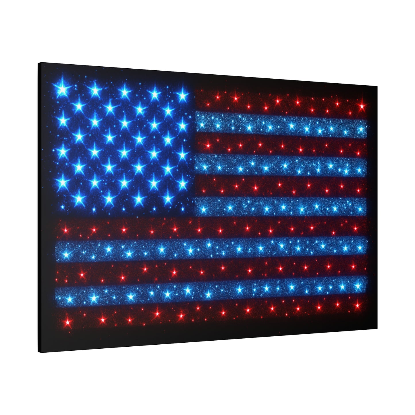 Bioluminescent-Style Starry American Flag Canvas - Patriotic Wall Art - Modern 4th of July Decor - Starry Particles USA Home Decor