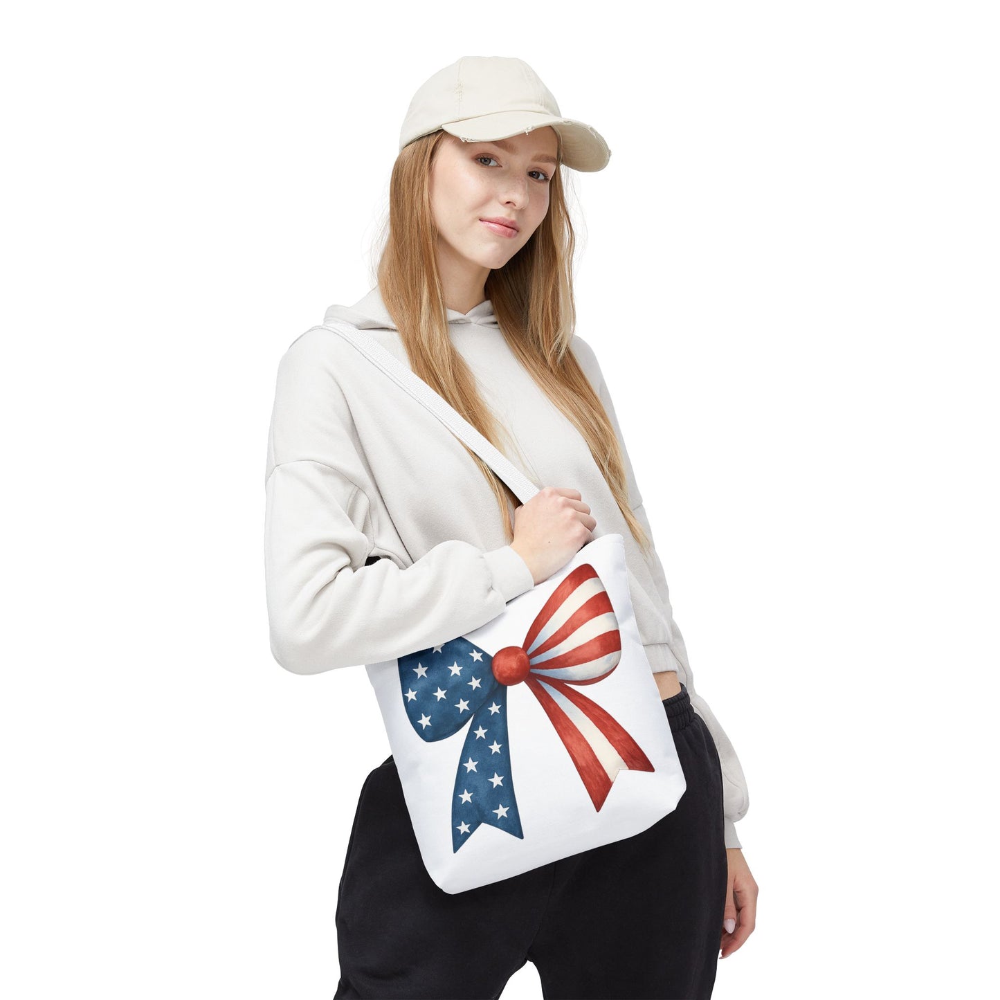 Patriotic Bow Tote Bag | 4th of July Reusable Bag | American Flag Tote | USA Stars Stripes Bag | Independence Day Gift | USA Market Bag