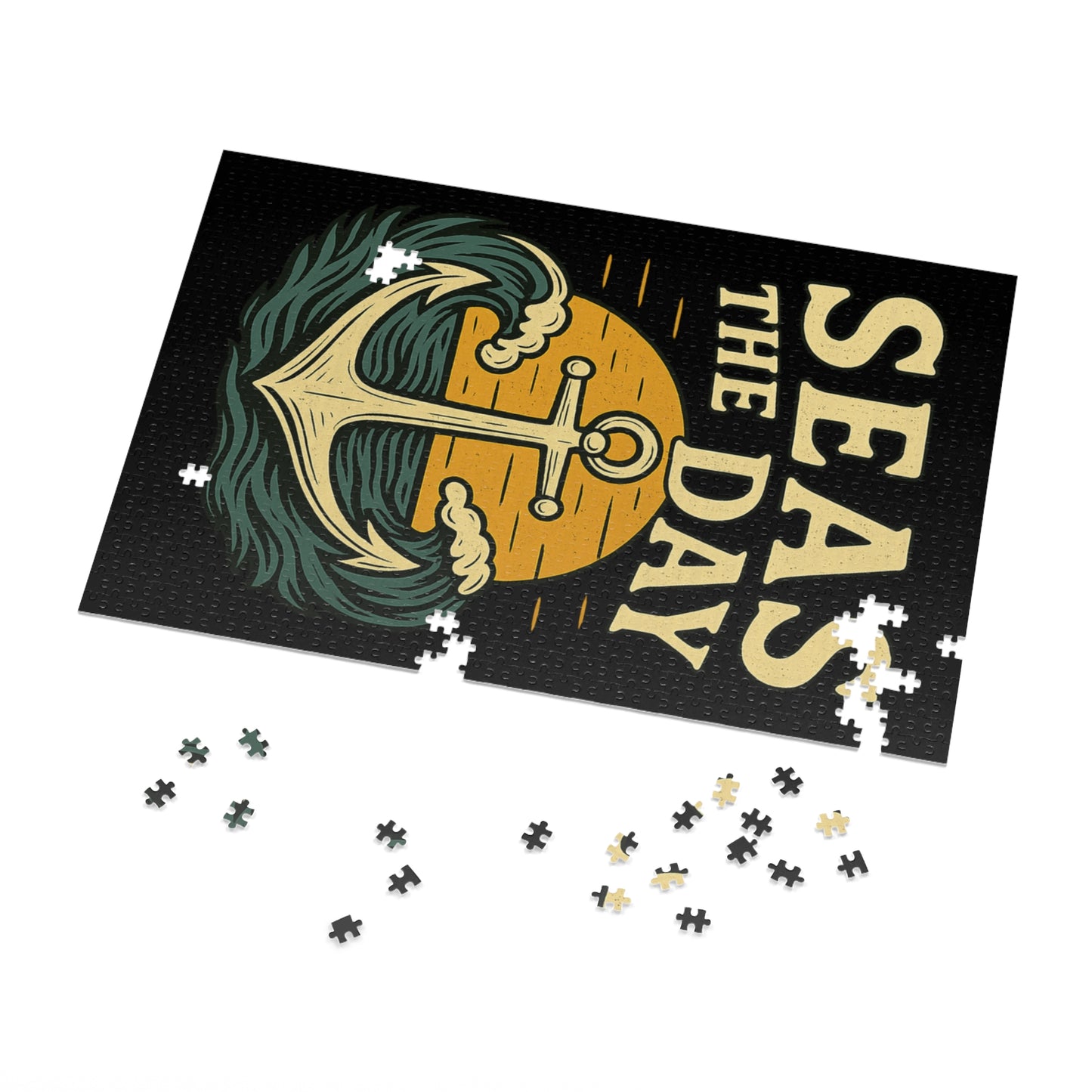 Seas the Day Puzzle – Nautical Jigsaw Puzzle with Anchor Design, Ocean Quote Gift for Puzzle Fans & Coastal Decor Lovers
