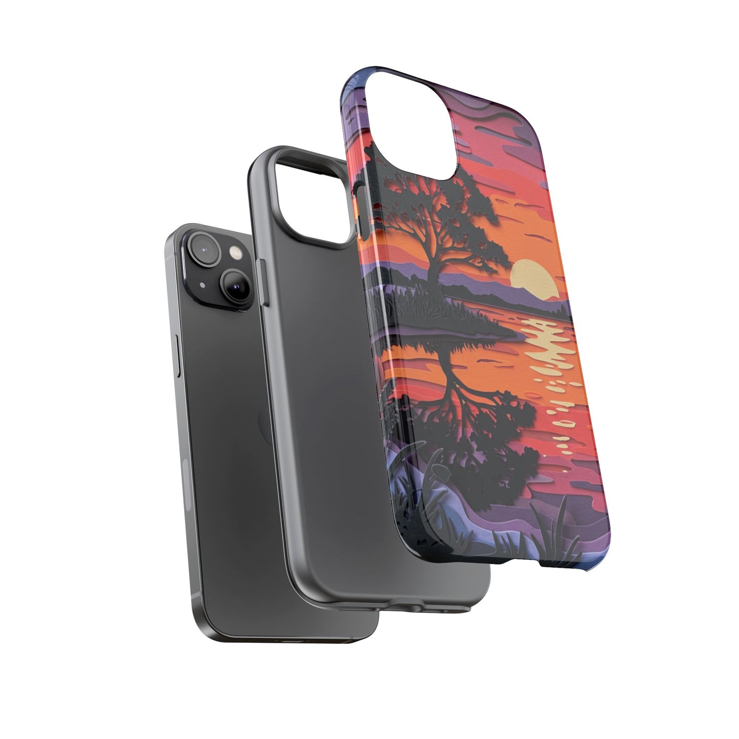 iPhone Case - Colorful Paper Art Sunset Design