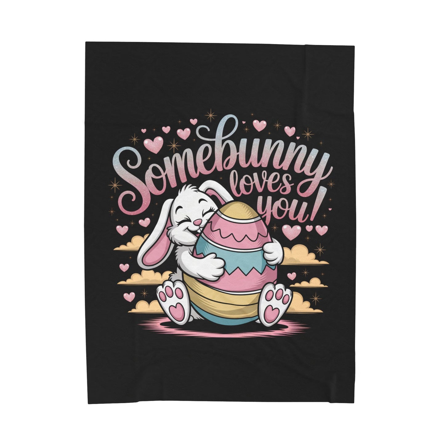 Plush Blanket Easter Bunny 'Somebunny Loves You' Easter Blanket Easter Throw Decor