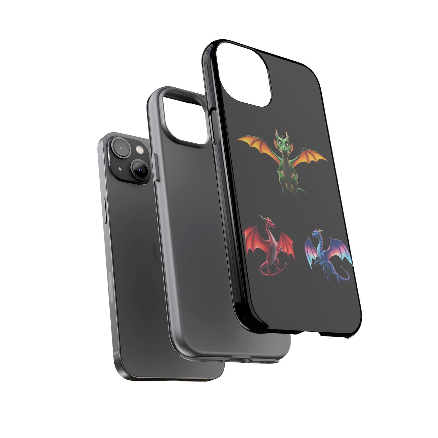 Vibrant Fantasy Dragon iPhone Case - Tough Armor Cover for iPhone 15/14/13 - Colorful Mythical Wings Gift for Dragon Lovers