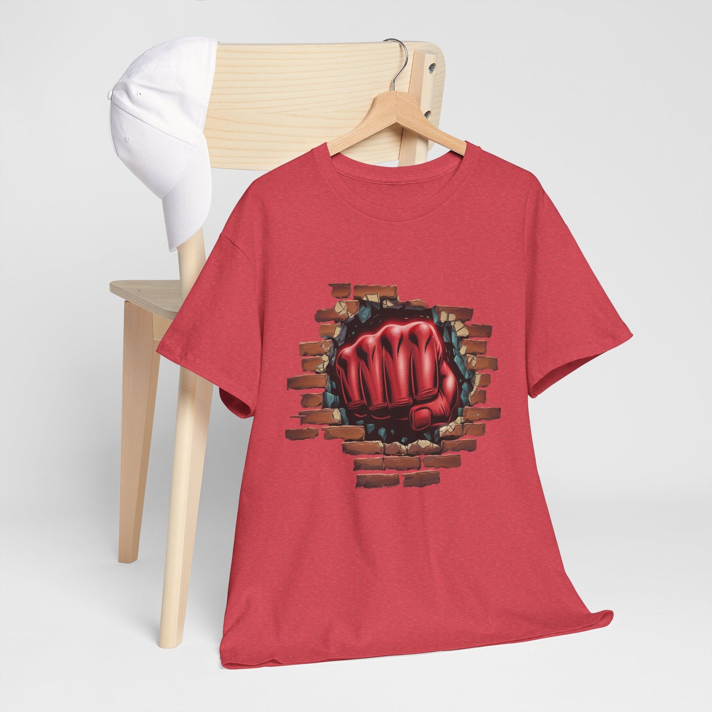 Impact Fist Graphic T-Shirt – Punch Through Brick Wall Design | Bold Streetwear Tee for Fighters, Gym & Edge-Lovers
