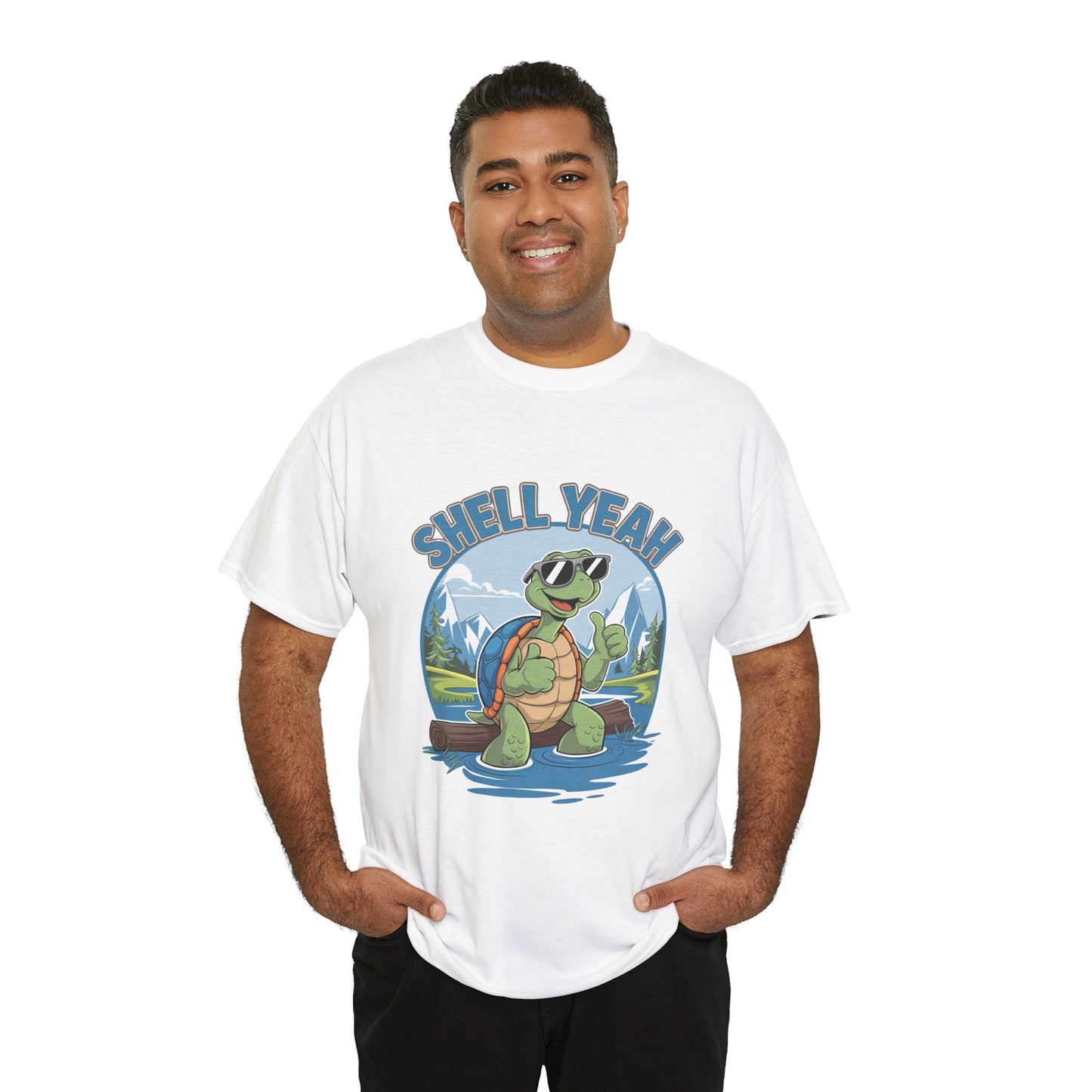 SHELL YEAH Turtle T-Shirt | Funny Cute Turtle Nature Graphic Tee | Handmade Animal Lover Gift | Eco Outdoor Adventure Shirt
