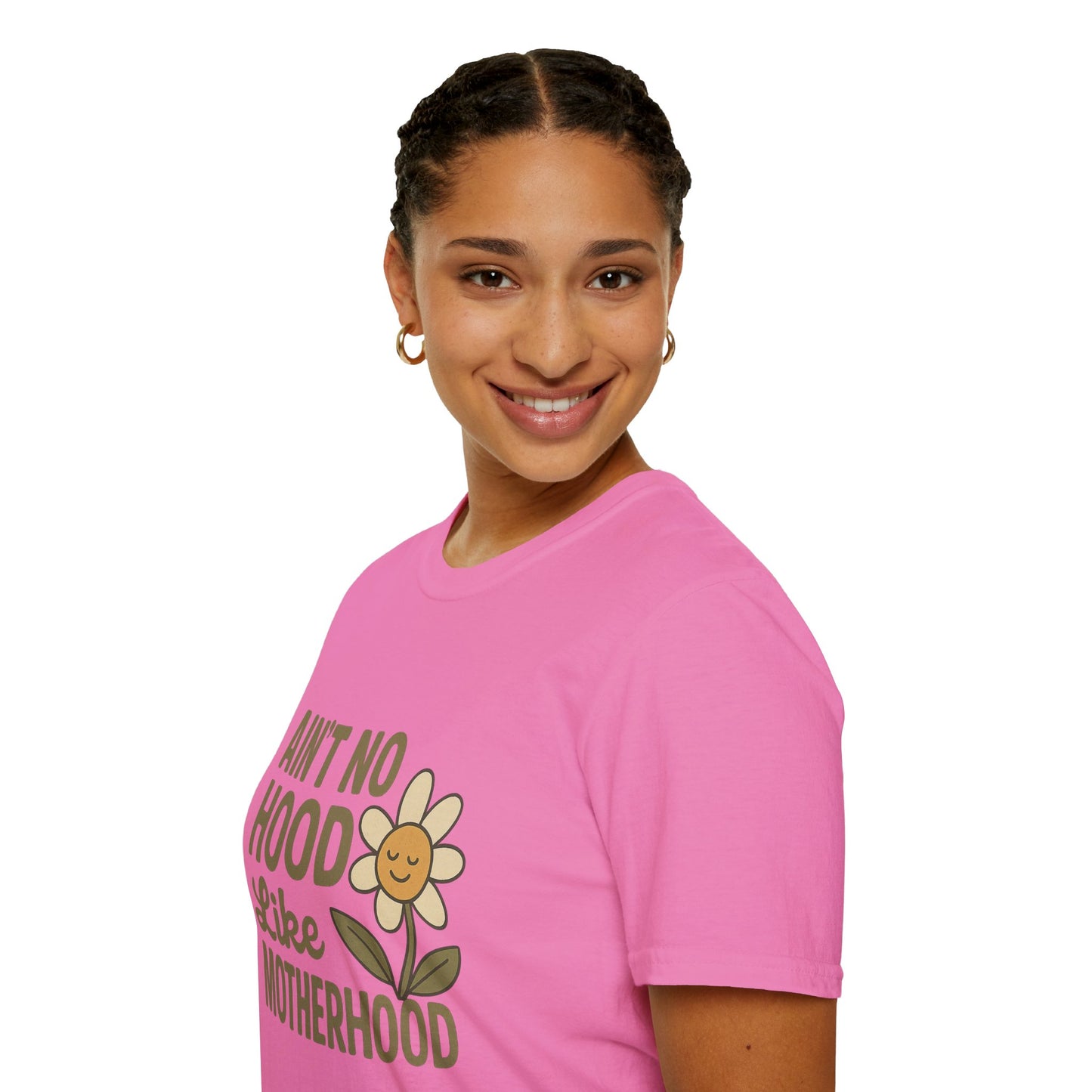 Ain't No Hood Like Motherhood T-Shirt - Unisex Softstyle Tee for Moms Mother's Day Gift