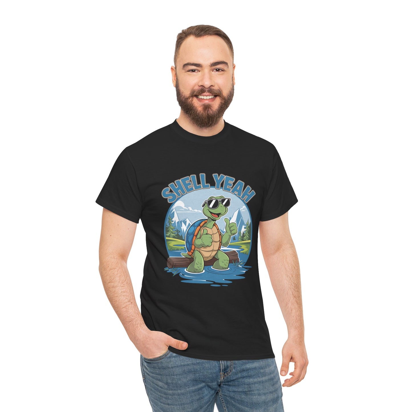 SHELL YEAH Turtle T-Shirt | Funny Cute Turtle Nature Graphic Tee | Handmade Animal Lover Gift | Eco Outdoor Adventure Shirt