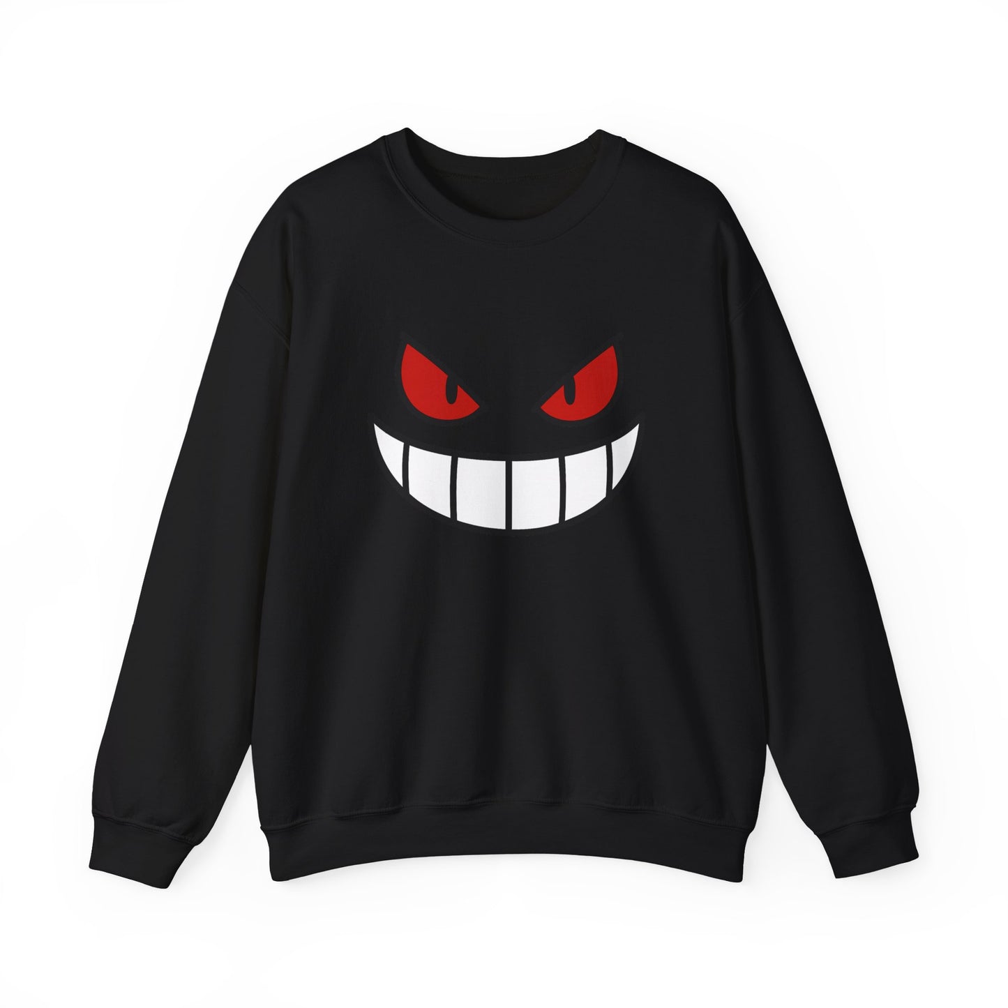 Evil Grin Sweatshirt, Creepy Skull Face Crewneck, Spooky Halloween Pullover, Dark Grinning Ghost Tee, Unisex Scary Smile Sweatshirt