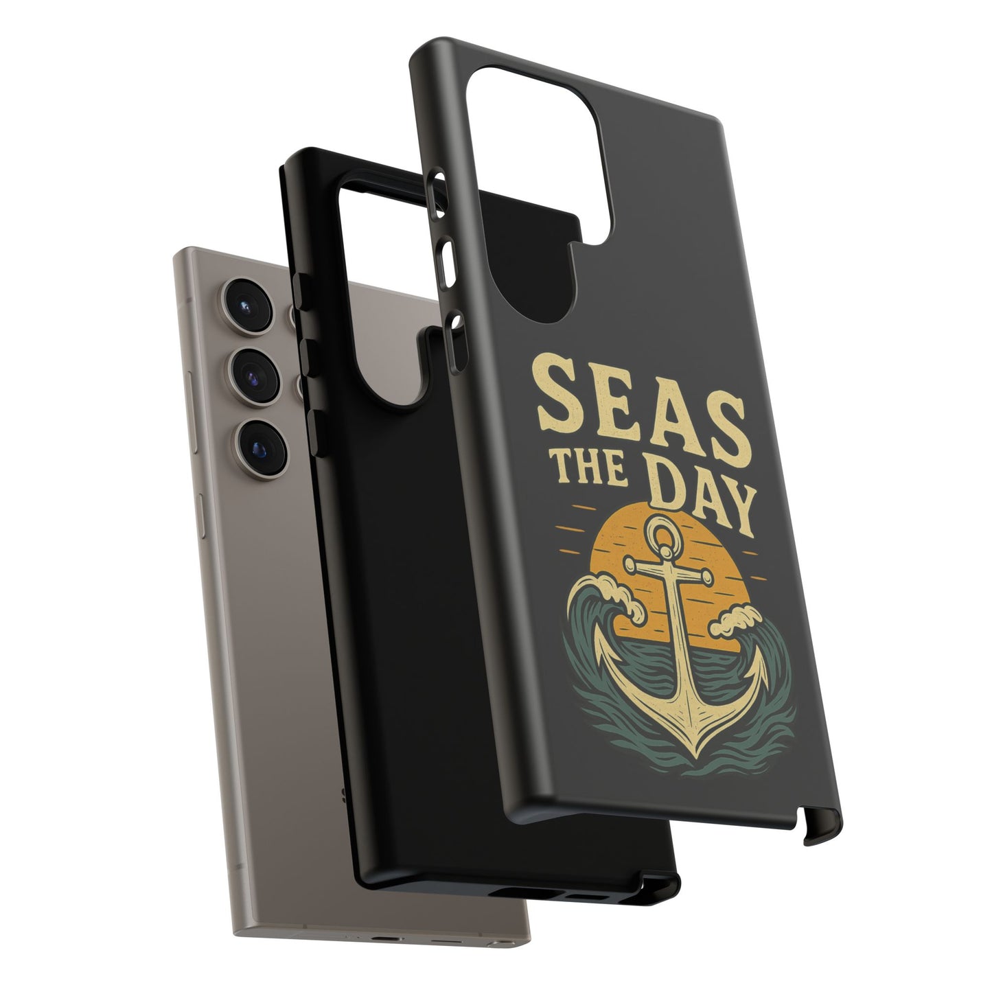 Seas the Day Samsung Case – Nautical Phone Case – Anchor Pun Gift – Ocean Lover Accessory – Motivational Phone Cover – Beach Vibes Case