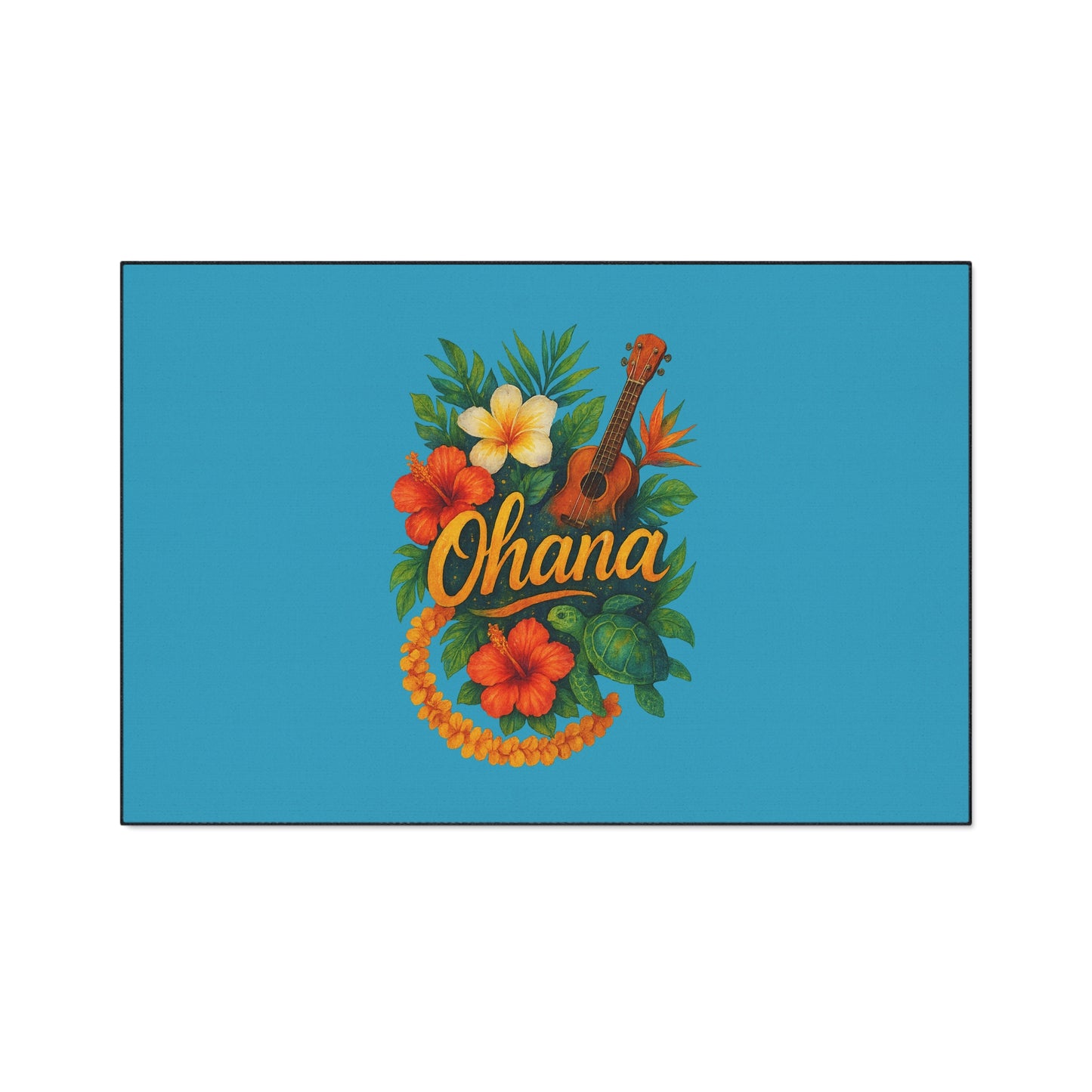 Hawaiian Ohana Welcome Mat | Tropical Doormat | Luau Home Decor | Beach House Entry Rug | Island Vibes Floor Mat | Aloha Gift Idea