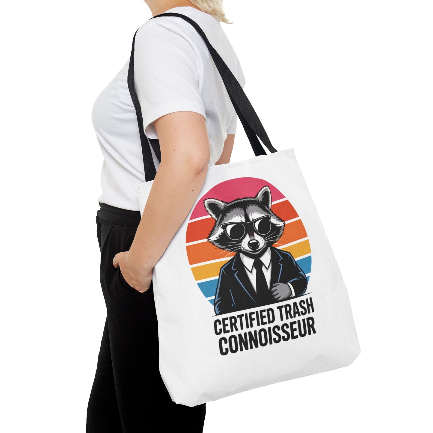Certified Trash Connoisseur Raccoon Tote Bag Fun and Quirky Everyday Carry Trash Panda Bag