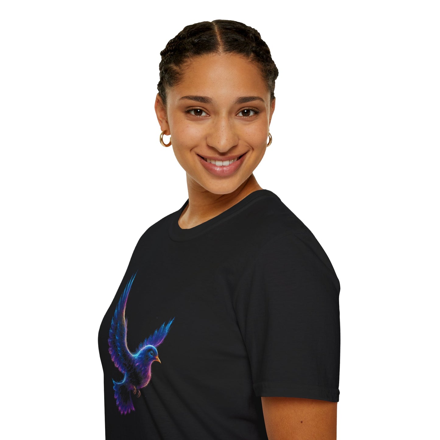 Abstract Dove Graphic Tee | Neon Spiritual Bird T-Shirt, Christian Symbol of Peace, Colorful Artsy Faith Shirt, Unique Religious Gift
