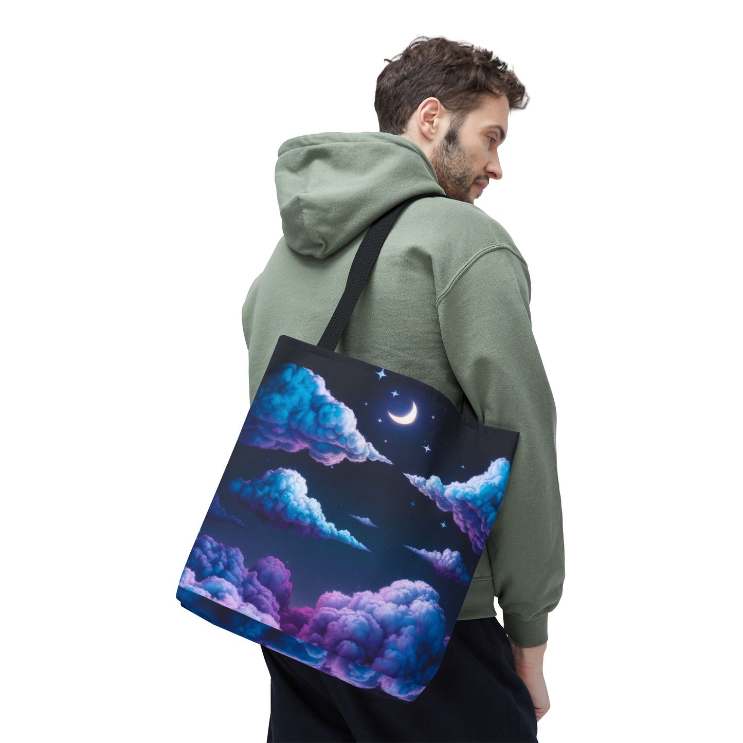 Dreamy Moon & Clouds Tote Bag • Celestial Night Sky Tote • Boho Moon Cloud Tote • Eco-Friendly Cosmic Art Tote • Gift for Stargazers