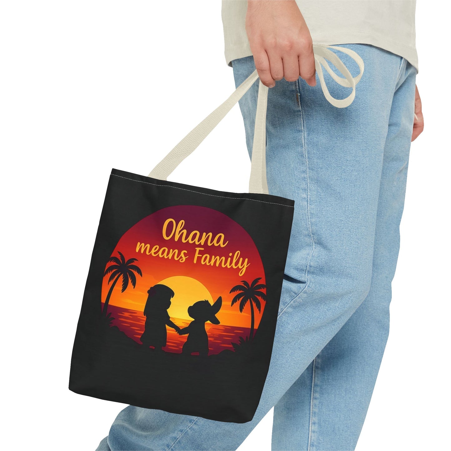 Ohana Means Family Tote Bag – Lilo and Stitch Inspired Bag, Hawaiian Quote, Disney Aesthetic Gift, Reusable Grocery or Beach Bag