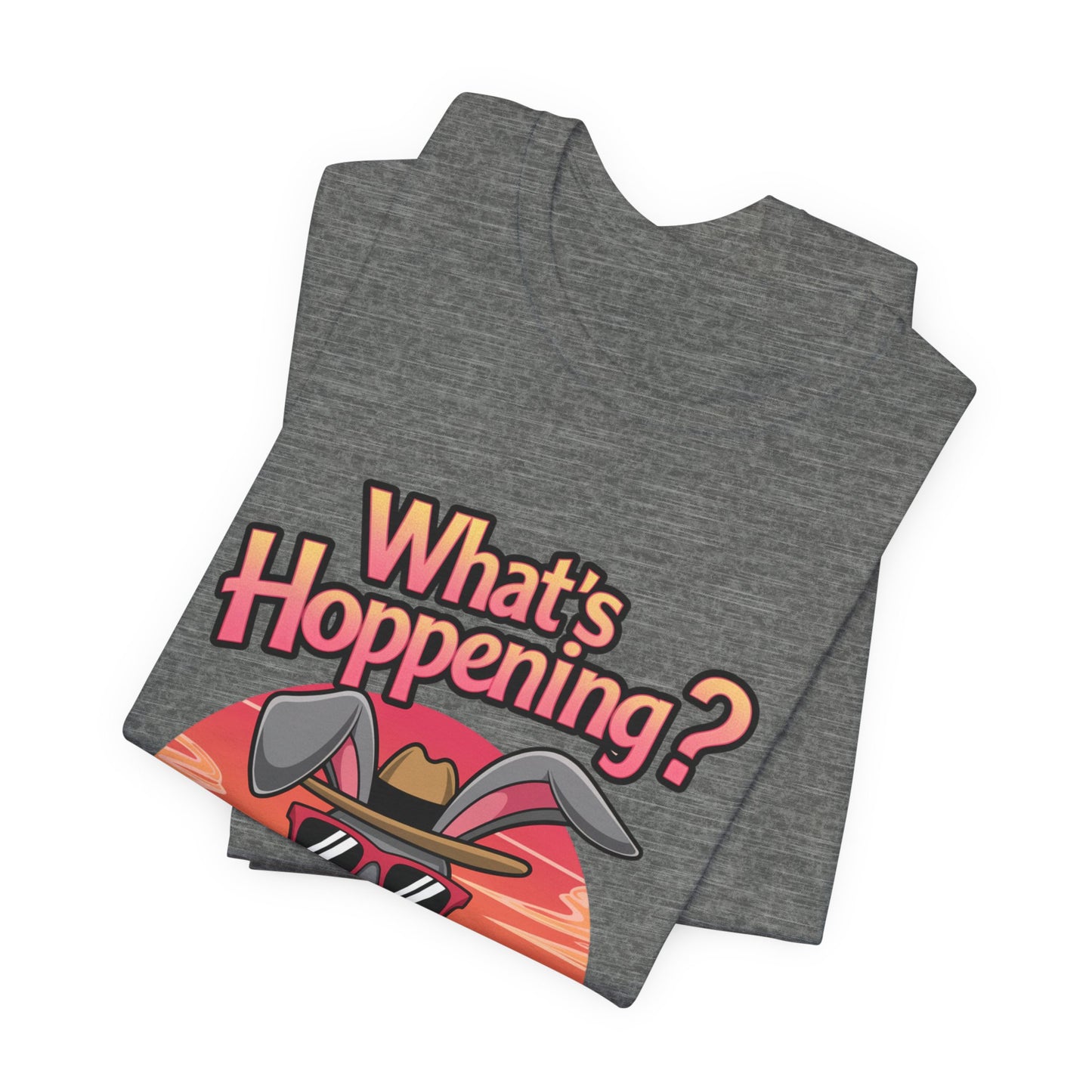 What’s Hoppening Funny Bunny Shirt – Cute Rabbit Pun T-Shirt – Sunset Graphic Tee for Animal Lovers, Easter, and Pun Enthusiasts