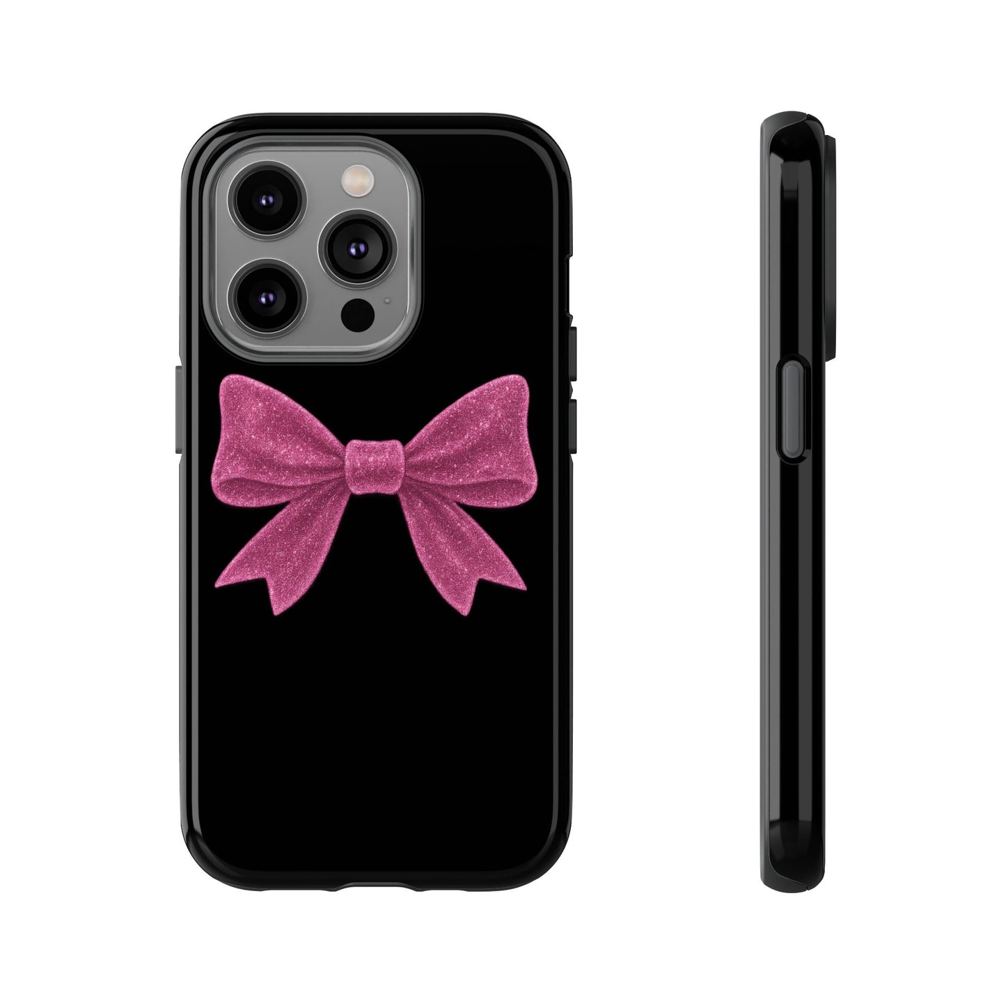 Pink Bow iPhone Case β Coquette Aesthetic Phone Cover β Glitter Soft Girl Tech Accessory β Cute Glossy Pinkcore Case β Gift for Her