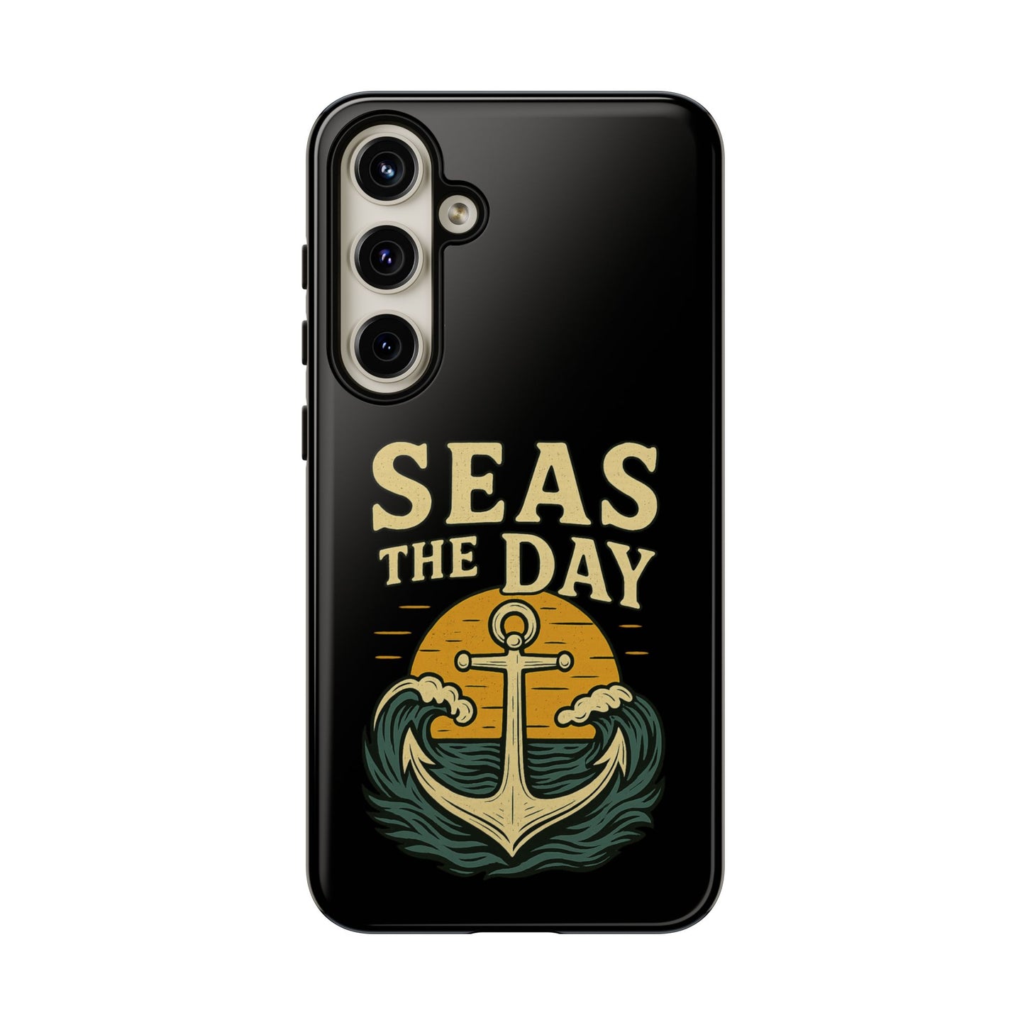 Seas the Day Samsung Case – Nautical Phone Case – Anchor Pun Gift – Ocean Lover Accessory – Motivational Phone Cover – Beach Vibes Case