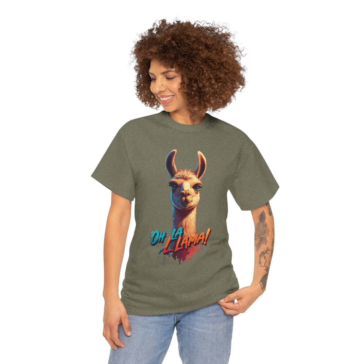 Oh la Llama Graphic Tee | Fun Llama T-Shirt, Cute Animal Lover Shirt, Llama Lover Gift, Quirky Party Tee, Trending Llama Fashion
