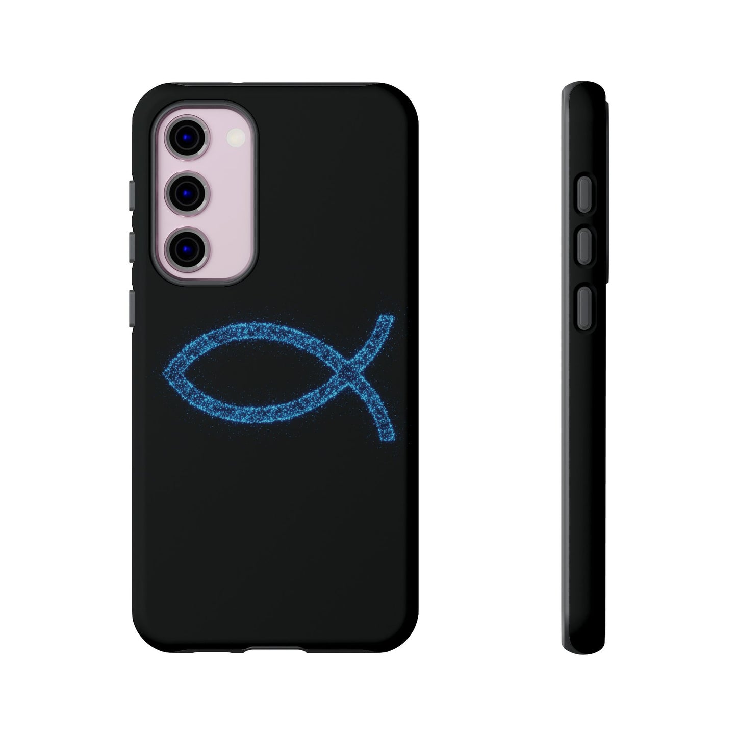 Blue Glitter Fish Symbol Samsung Phone Case - Durable & Stylish for Faith Enthusiasts