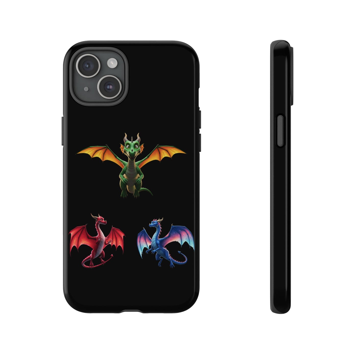 Vibrant Fantasy Dragon iPhone Case - Tough Armor Cover for iPhone 15/14/13 - Colorful Mythical Wings Gift for Dragon Lovers