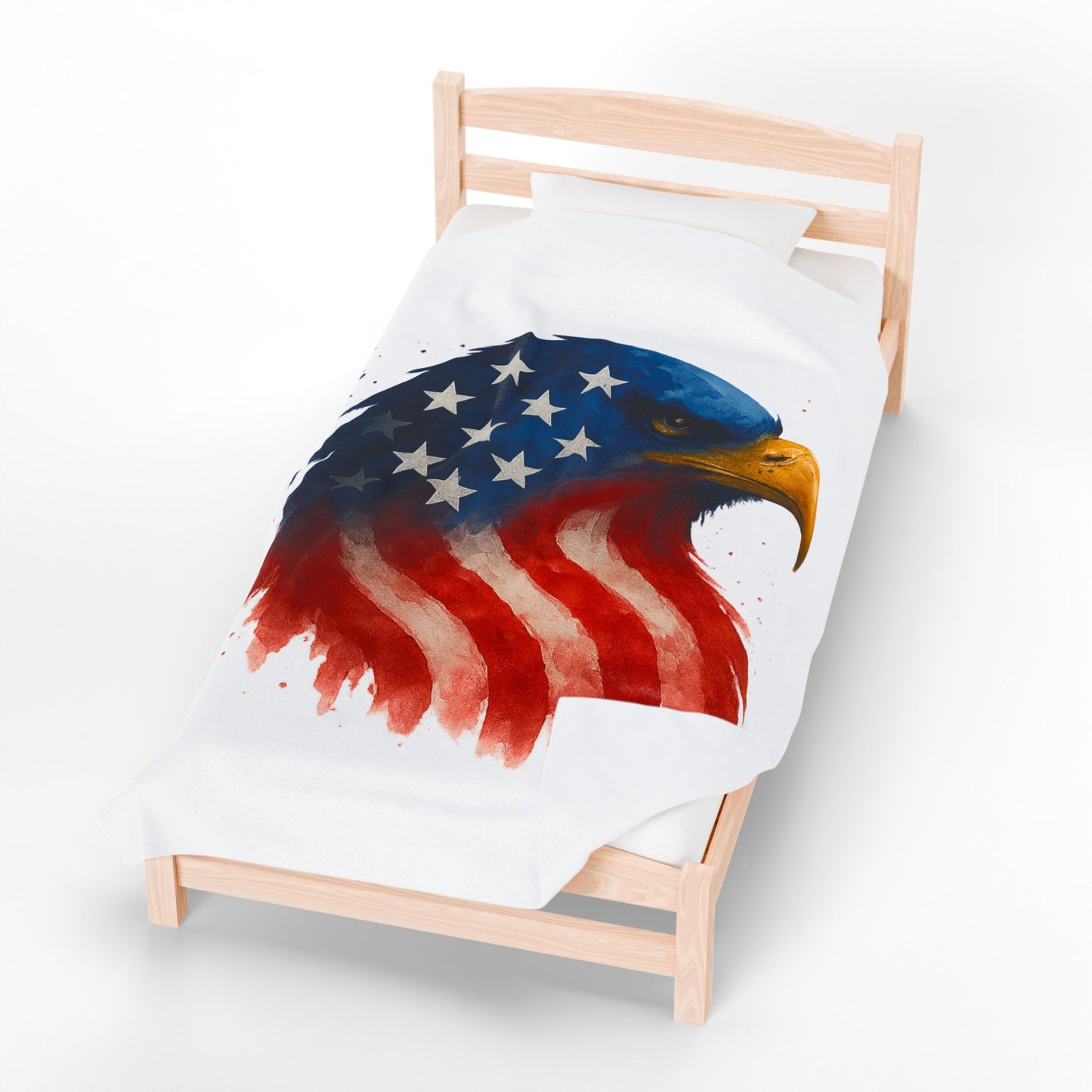 Patriotic Eagle Plush Blanket - Soft USA Flag Throw - Cozy Polyester Eagle Throw for Veterans, 4th of July, Home Decor Gift
