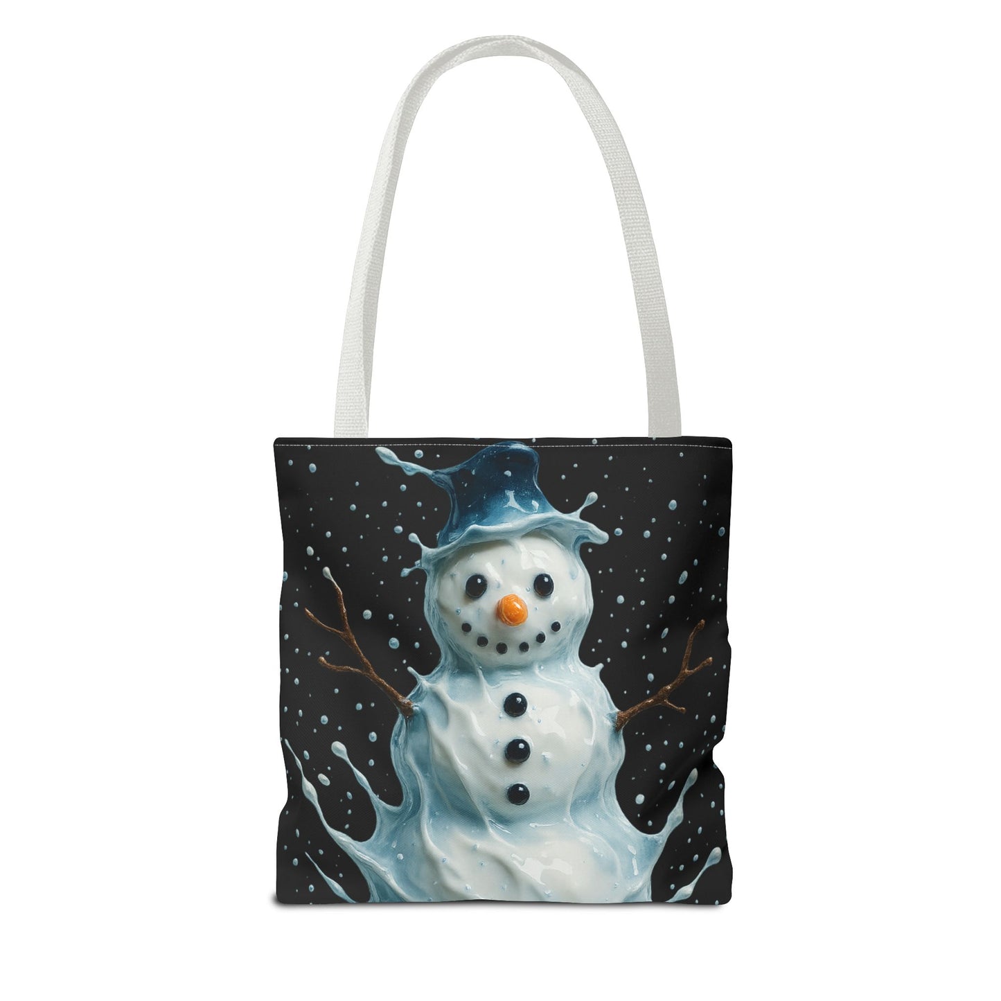 Winter Snowman Tote Bag, Festive Christmas Gift Bag, Holiday Shopping Tote, Snowy Season Accessory, Reusable Winter Art Bag For Everyday Use