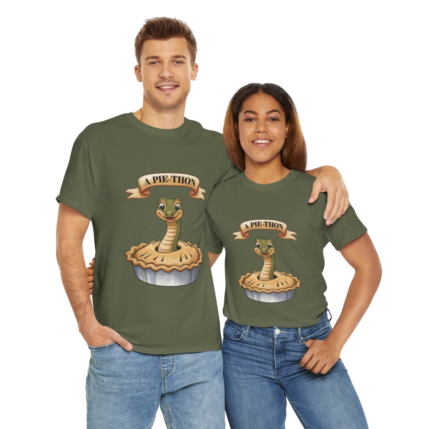 A Pie-Thon Funny Snake Pun Shirt – Cute Animal Joke T-Shirt – Quirky Graphic Tee for Pun Lovers, Reptile Fans, and Unique Gift Ideas