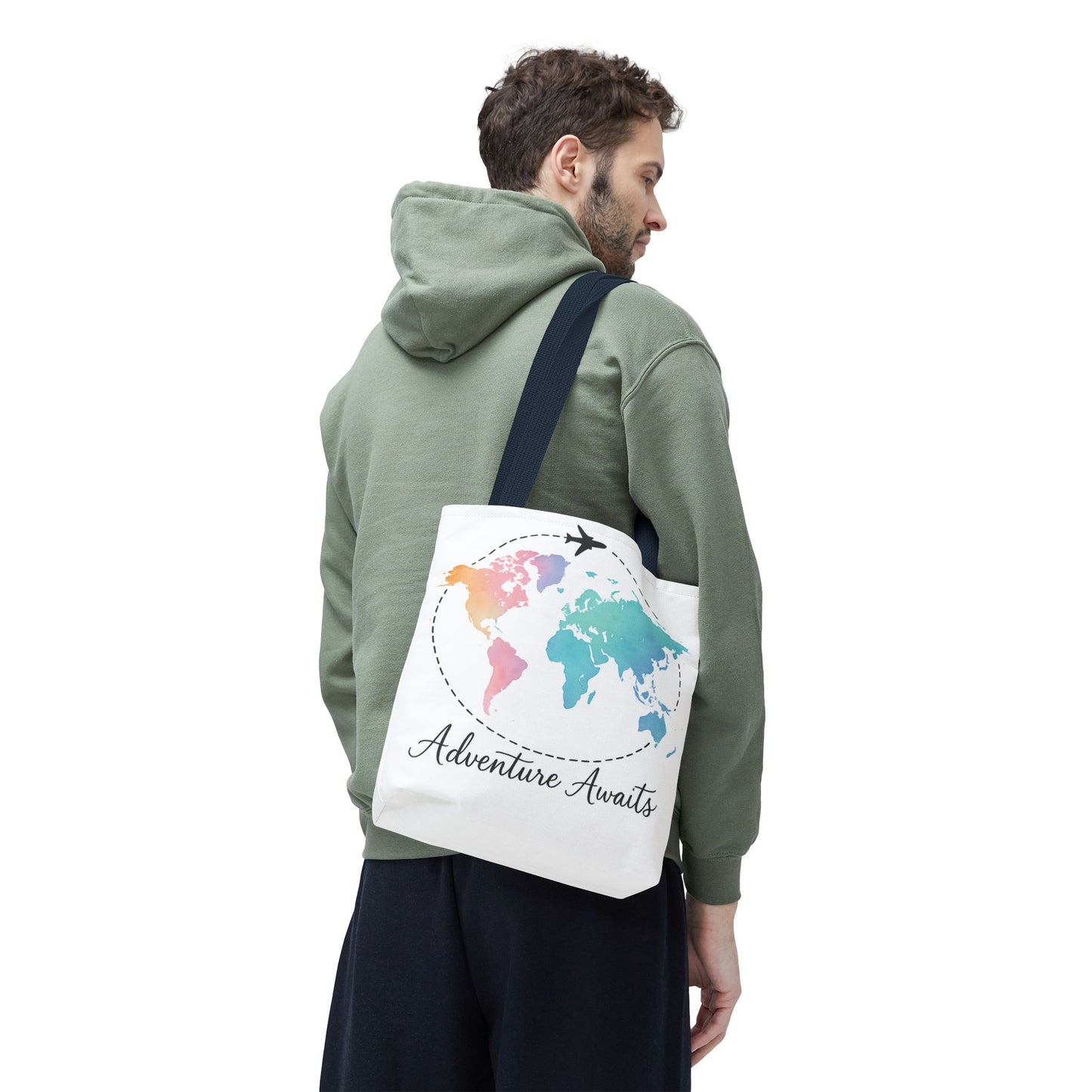 Adventure Awaits Watercolor World Map Tote Bag | Travel Canvas Tote | Wanderlust Gift, Beach, Camping, Airport Carryall, Eco-Friendly