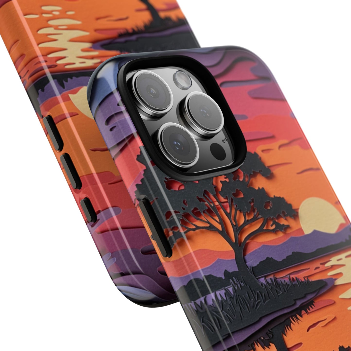 iPhone Case - Colorful Paper Art Sunset Design