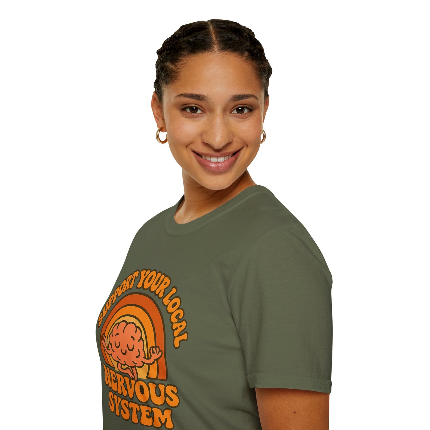 Support Your Local Nervous System T-Shirt | Funny Brain Tee, Neurodiversity Gift, Mental Health Humor Shirt, Science Geek Retro Tee