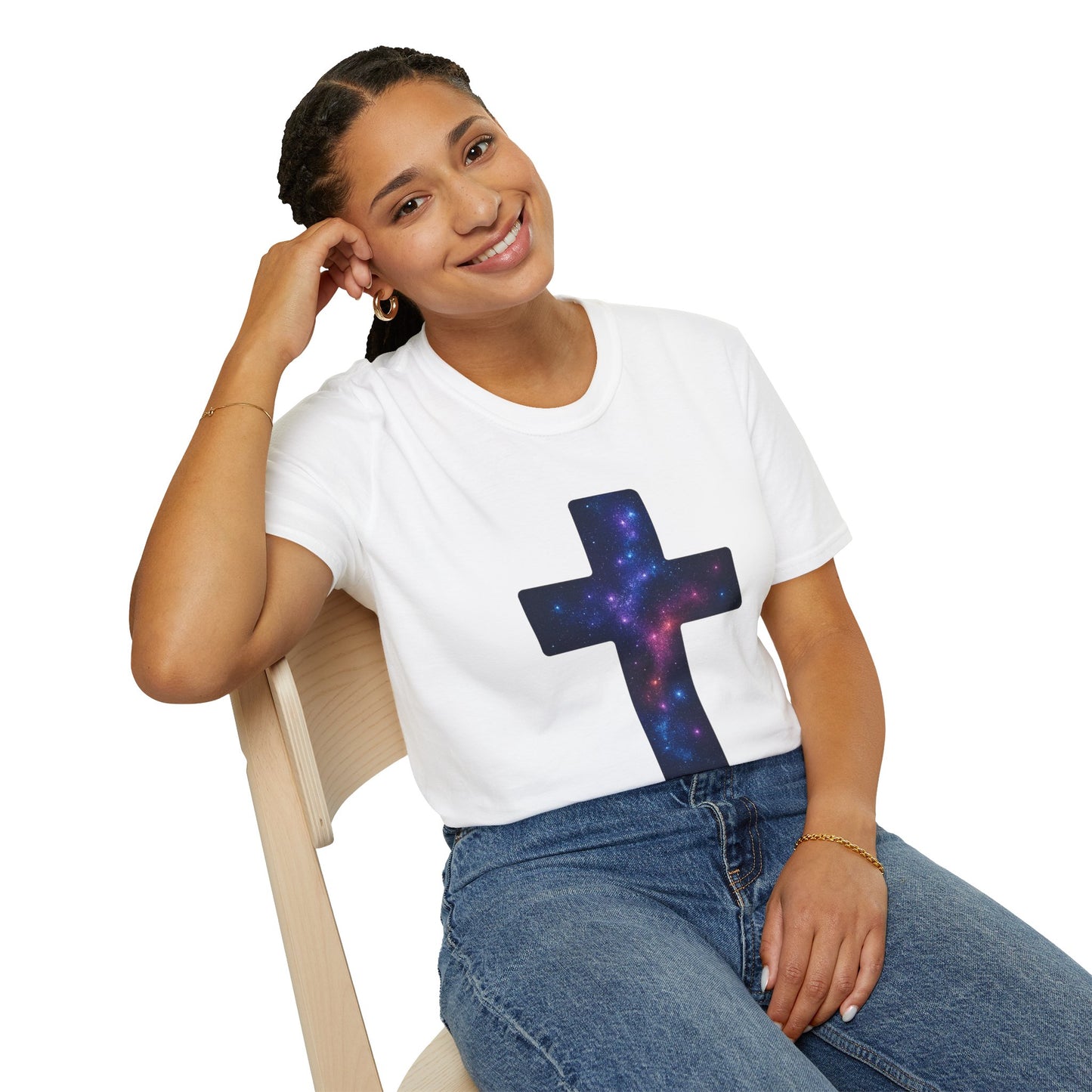Galaxy Cross Graphic Tee | Celestial Christian Shirt, Spiritual Universe Cross T-Shirt, Faith & Astronomy Gift for Women & Men, Space Aesthetic