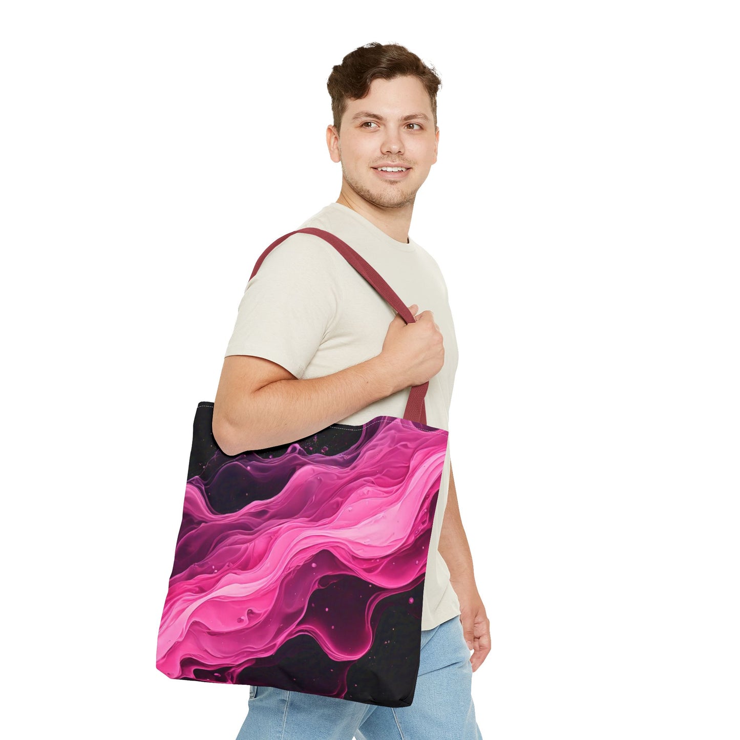 Pink Abstract Tote Bag | Bold Magenta Swirl Art Print Tote | Abstract Expressionism Carryall | Statement Shopper | Canvas Tote Bag