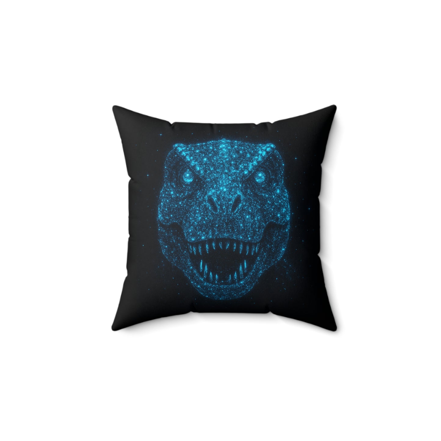 Bioluminescent T-Rex Dinosaur Pillow - Blue Sparkle Dino Face Throw Pillow - Kids Room Decor - Jurassic Accent Cushion - Gift for Dino Lovers