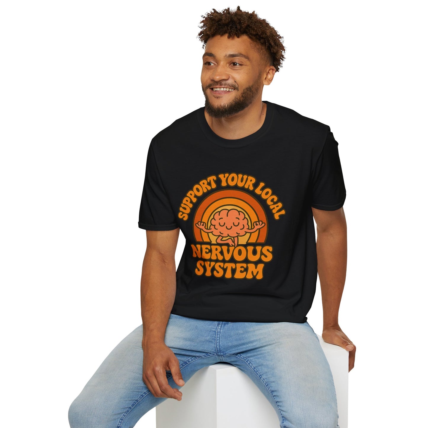 Support Your Local Nervous System T-Shirt | Funny Brain Tee, Neurodiversity Gift, Mental Health Humor Shirt, Science Geek Retro Tee