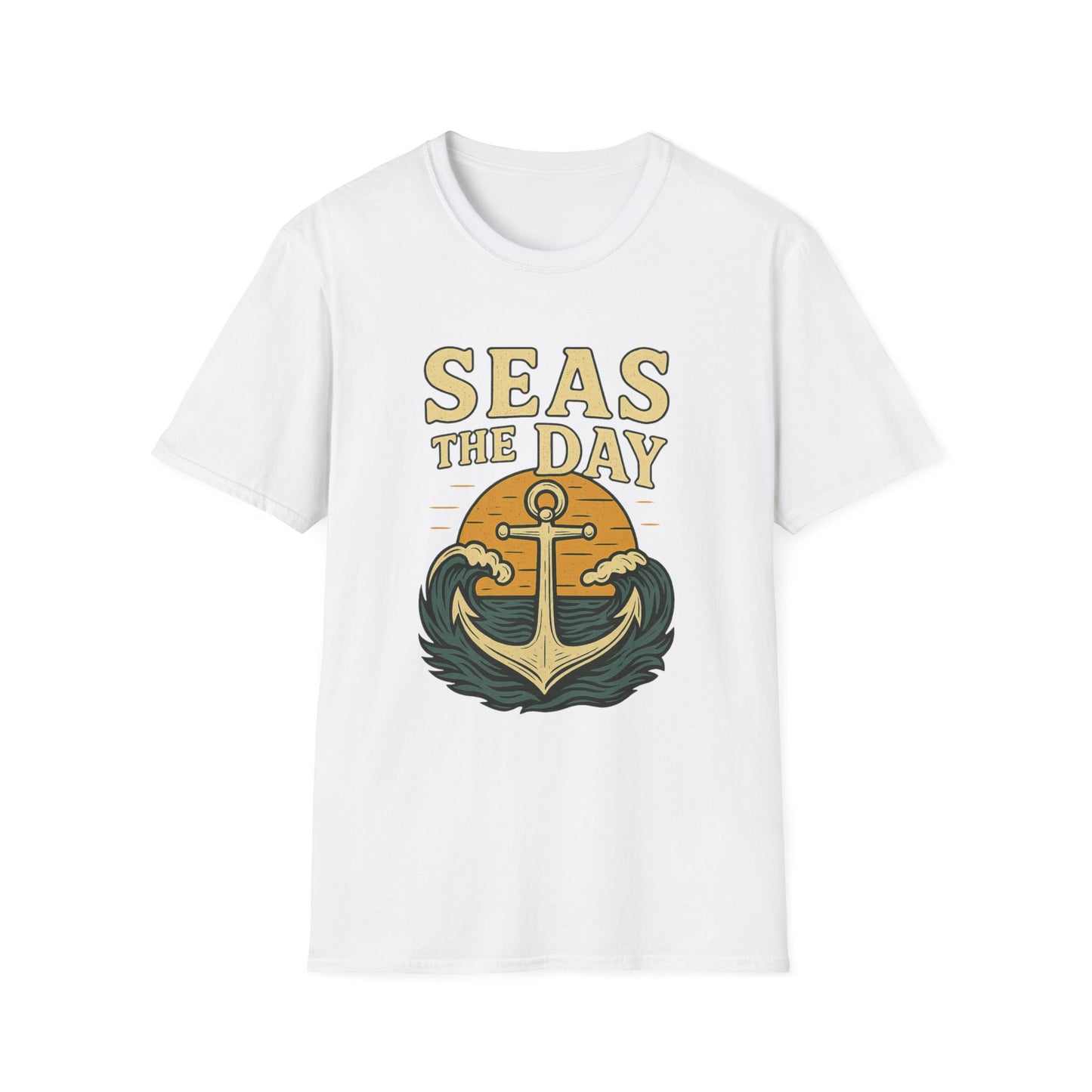 Seas the Day Shirt – Nautical Anchor Ocean Tee | Coastal Beach Graphic T-Shirt | Funny Seaside Pun Gift | Unisex Summer Travel Top