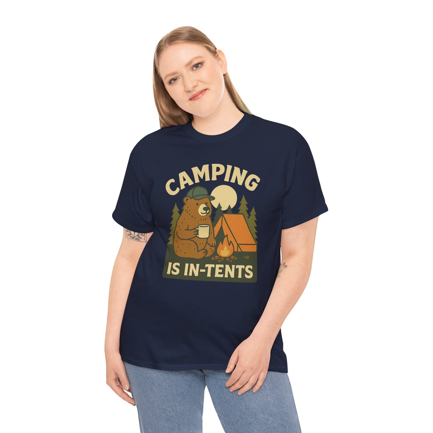 Camping Is In-Tents Funny Bear Camping Tee - Cute Outdoorsy Pun Shirt - Retro Campfire Graphic, Nature Lover Gift, Unisex Adventure Apparel