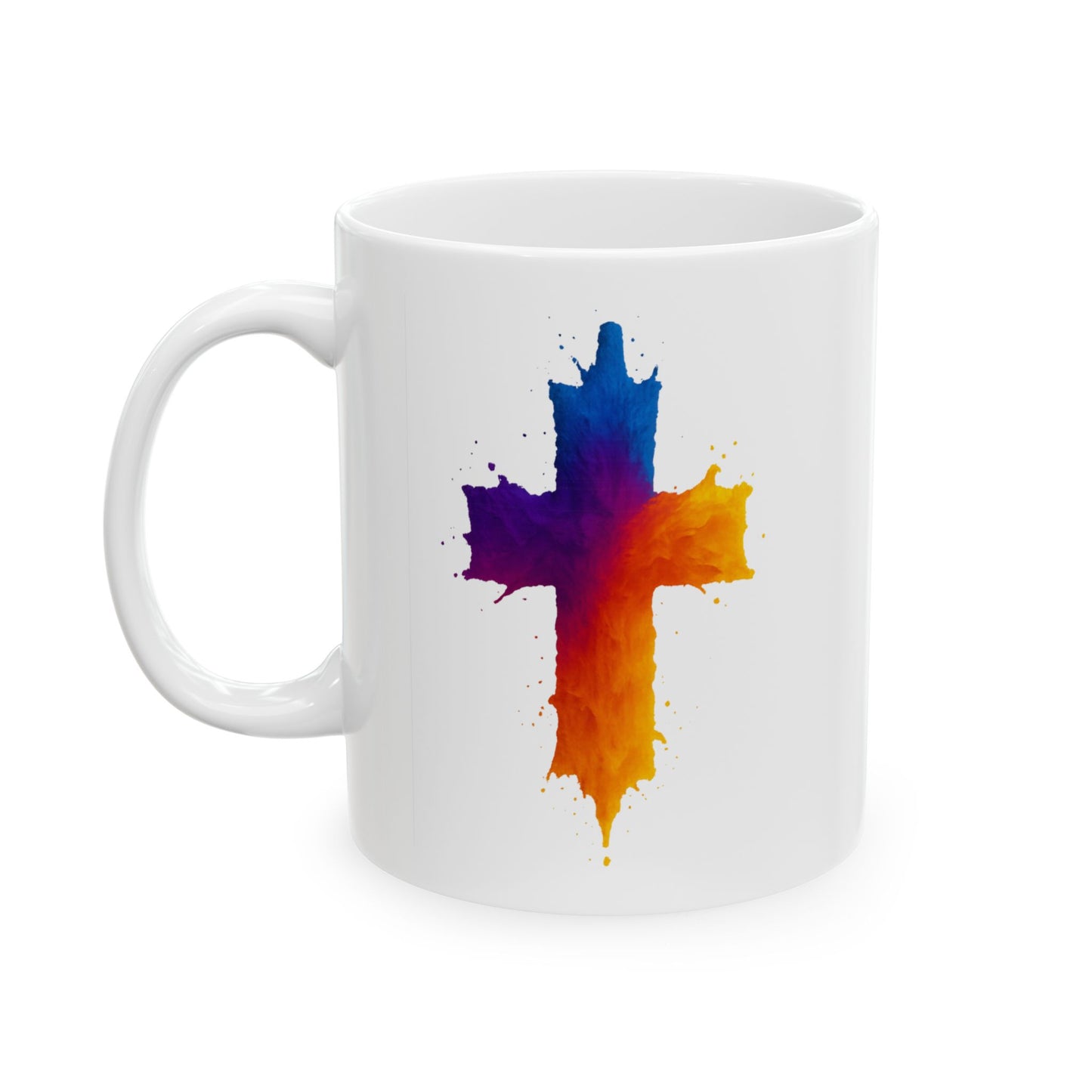 Christian Coffee Mug Watercolor Cross Mug Faith-Based Gift for Him or Her Inspirational Religious Drinkware Scripture Mug