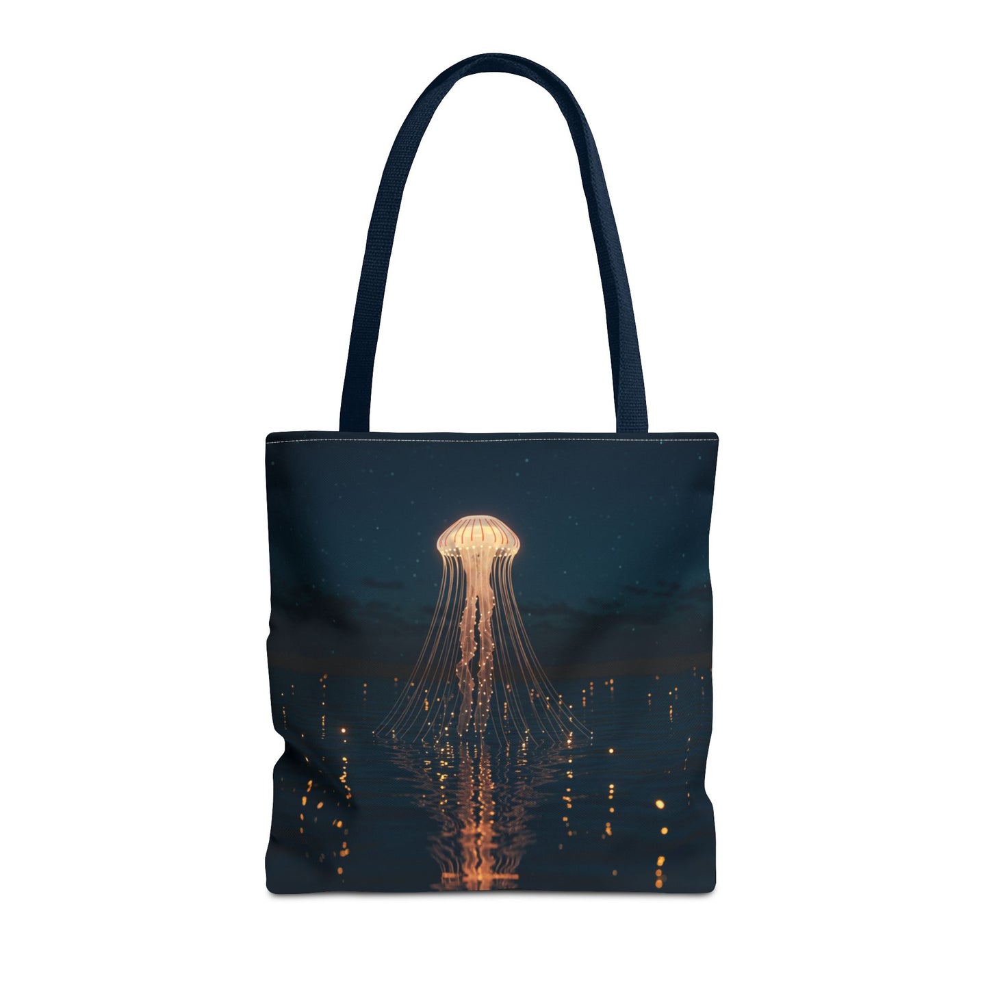 Luminous Jellyfish Tote Bag, Glow-Inspired Ocean Design Shoulder Bag, Durable Polyester Tote For Everyday Style, Gifts, And Coastal Fashion