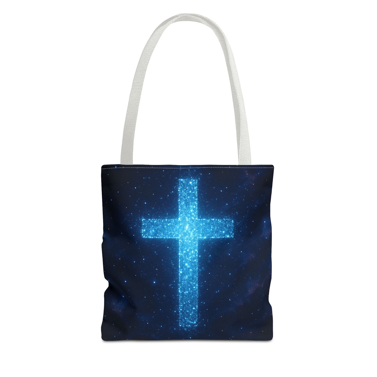Sparkling Cross Tote Bag - Inspirational Blue Cosmic Bag Christian Tote Spiritual Bag Inspirational Tote Bag